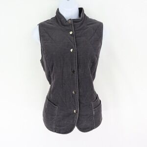 Relativity Vest Jacket Lined Womens Size PM Gray Striped Cotton Blend Pockets